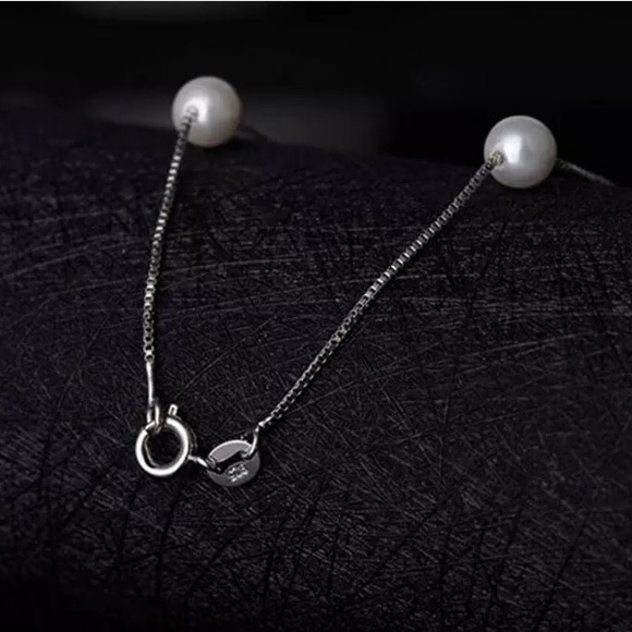 New Sterling Silver 925 Pearl Bead adjustable Necklace - Picture 5 of 5